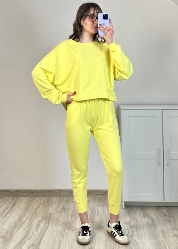 bawełniany komplet dresowy damski żółty żółty dres damski oversize bluza i spodnie
