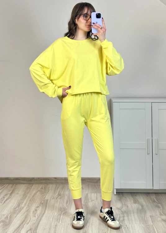 bawełniany komplet dresowy damski żółty żółty dres damski oversize bluza i spodnie