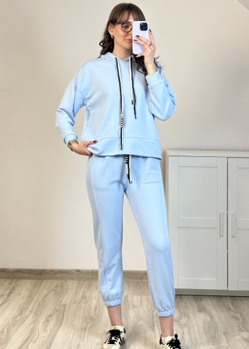 niebieski komplet dresowy damski z kapturem komplet Azara dres damski bluza z kapturem i spodnie