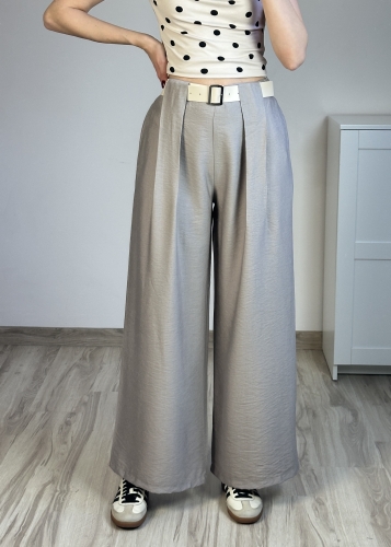 spodnie damskie wiskozowe szerokie nogawki pasek eleganckie spodnie letnie wysoki stan stylizacja casual spodnie damskie wide leg wiskoza przewiewne lekkie spodnie na lato elegancki look damski outfit