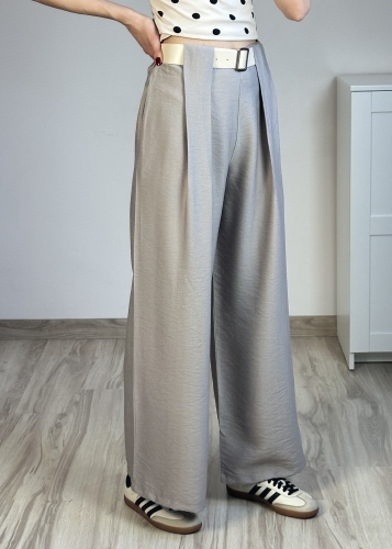 szerokie spodnie damskie z paskiem wiskoza modne spodnie wysoki stan stylizacja na lato kobiecy look spodnie damskie eleganckie wiskozowe szerokie nogawki wygodne przewiewne stylizacja codzienna i na wyjście
