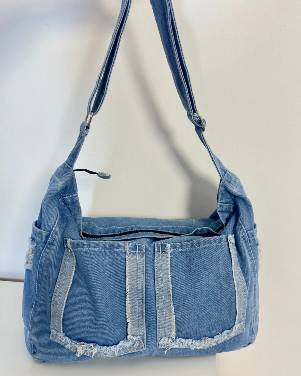 torebka jeansowa na ramię duża pojemna torba z jeansu styl miejski modna torebka jeansowa torebka na ramię pojemna torba codzienna styl casual modny dodatek