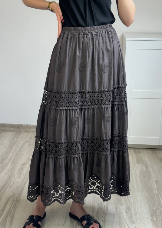 spódnica maxi wygodna na co dzień spódnica maxi z falbanami styl boho spódnica bawełniana maxi kobieca