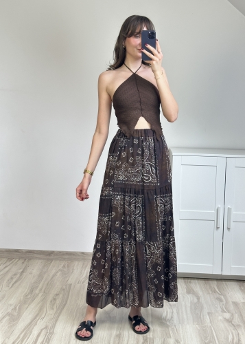 spódnica maxi bawełniana boho spódnica maxi z printem boho spódnica bawełniana maxi z falbanami