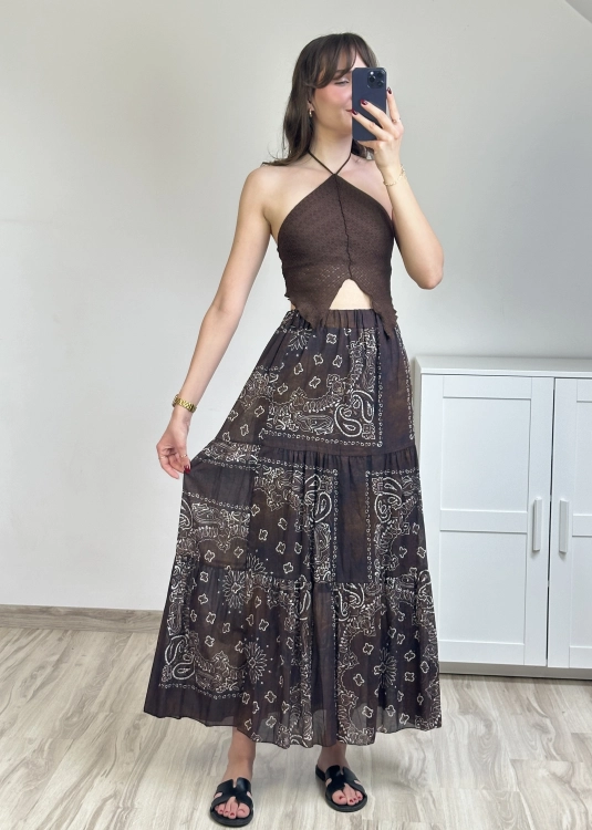 spódnica maxi wzorzysta boho spódnica maxi rozkloszowana bawełniana spódnica maxi z gumką w talii