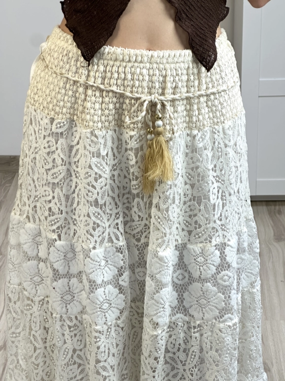 spódnica maxi z haftem i koronką spódnica maxi stylowa na lato spódnica maxi komfortowa