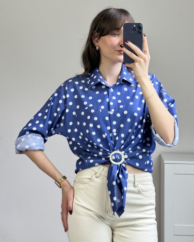 koszula damska w grochy wiązana koszula damska elegancka koszula polska produkcja stylizacja damska butik