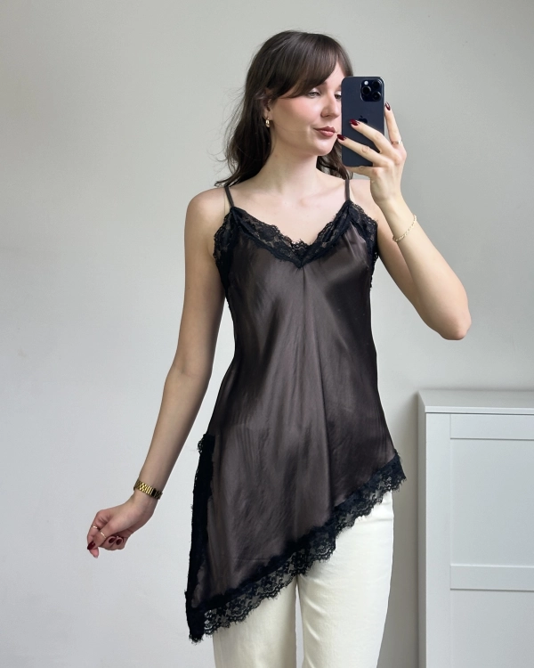 top satynowy damski z koronką elegancki top na ramiączkach top damski satyna wiskozowa lekki top elegancki stylizacja damska