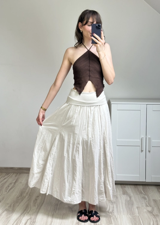 spódnica damska na lato długa lekka przewiewna stylizacja spódnica maxi elegancka casual damska bawełniana stylizacja