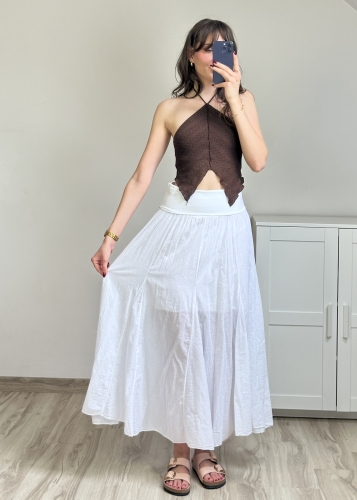 spódnica bawełniana maxi z podszewką damska modna stylizacja spódnica damska na lato długa lekka przewiewna stylizacja