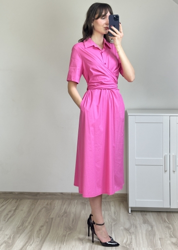sukienka midi z kieszeniami rozkloszowana damska stylizacja sukienka elegancka damska na wesele komunię stylizacja