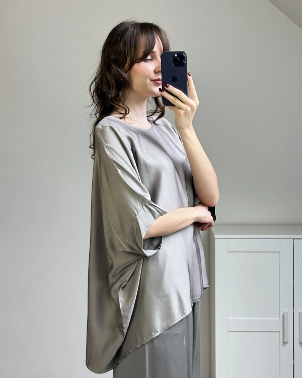 bluzka damska oversize połysk elegancka stylizacja bluzka satynowa damska premium modna stylizacja