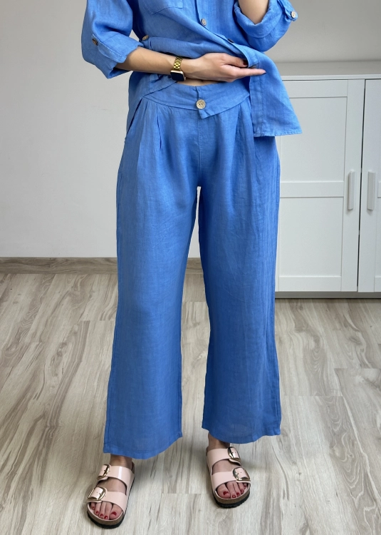 spodnie lniane damskie z kieszeniami eleganckie codzienne lniane spodnie damskie luźne proste nogawki stylizacja spodnie lniane damskie z wysokim stanem i zakładkami