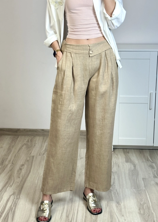 spodnie lniane damskie luźne eleganckie stylizacje lniane spodnie damskie na lato przewiewne wygodne