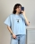 t-shirt damski błękitny z nadrukiem anioła, polska produkcja koszulka damska błękitna z krótkim rękawem i nadrukiem anioła