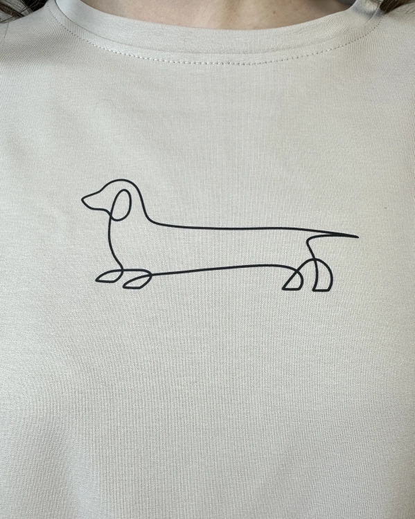 t-shirt z nadrukiem psa wygodny i uniwersalny minimalistyczny t-shirt z nadrukiem jamnika