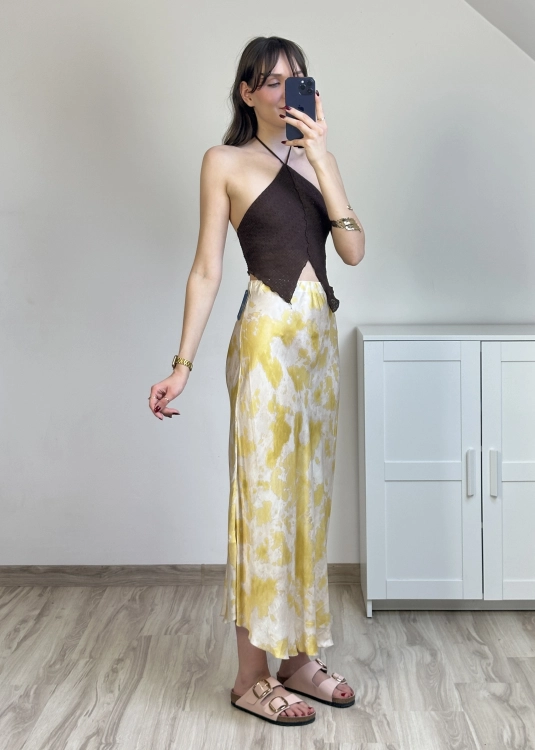 spódnica midi w print na lato wiskozowa spódnica midi wygodna