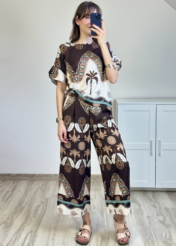 komplet damski w print styl letni wiskozowy komplet luźny fason