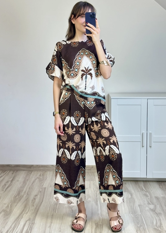 komplet damski w print styl letni wiskozowy komplet luźny fason