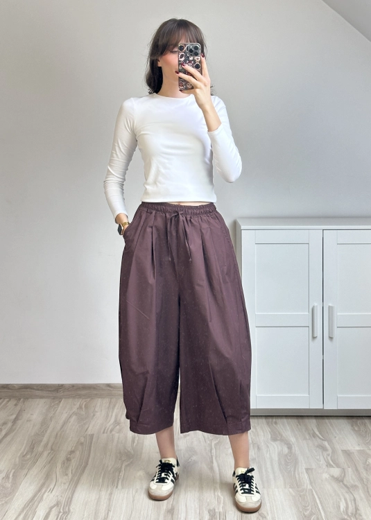 luźne spodnie damskie culotte szerokie nogawki komfortowy krój na co dzień
