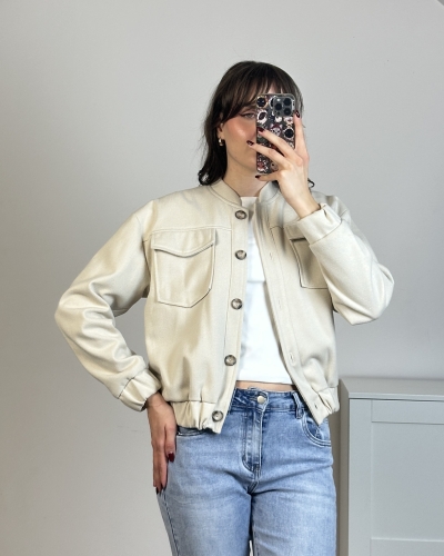 kurtka bomber damska z połyskiem krótszy krój kieszenie z przodu styl casual