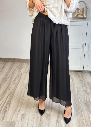 lekkie spodnie jedwabne damskie z gumką w pasie eleganckie spodnie jedwabne szerokie nogawki