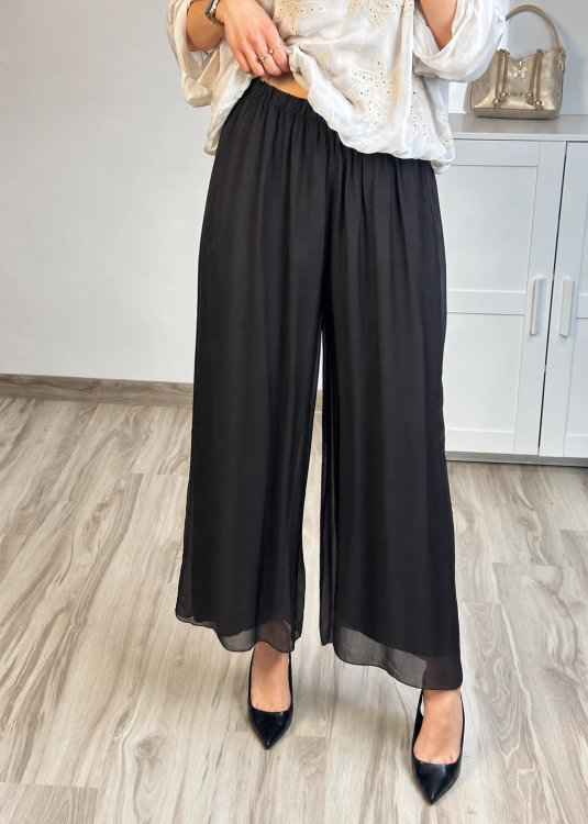 lekkie spodnie jedwabne damskie z gumką w pasie eleganckie spodnie jedwabne szerokie nogawki