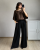 satynowa bluzka z wiskozy oversize czekoladowy brąż plus size