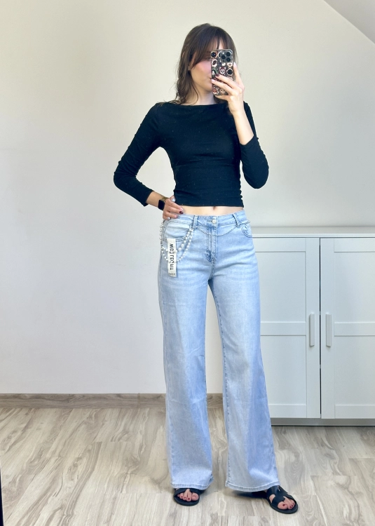 jeansy damskie z paskiem jeansy damskie z szeroką nogawką wygodne jeansy damskie