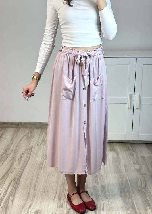 Spódnica midi z wiązaną talią damska Elegancka spódnica z wiskozą i lyocellem
