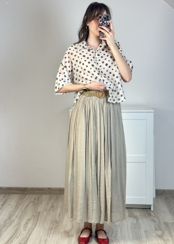 Elegancka spódnica maxi z ozdobnym paskiem Damska spódnica z kieszeniami do codziennych stylizacji