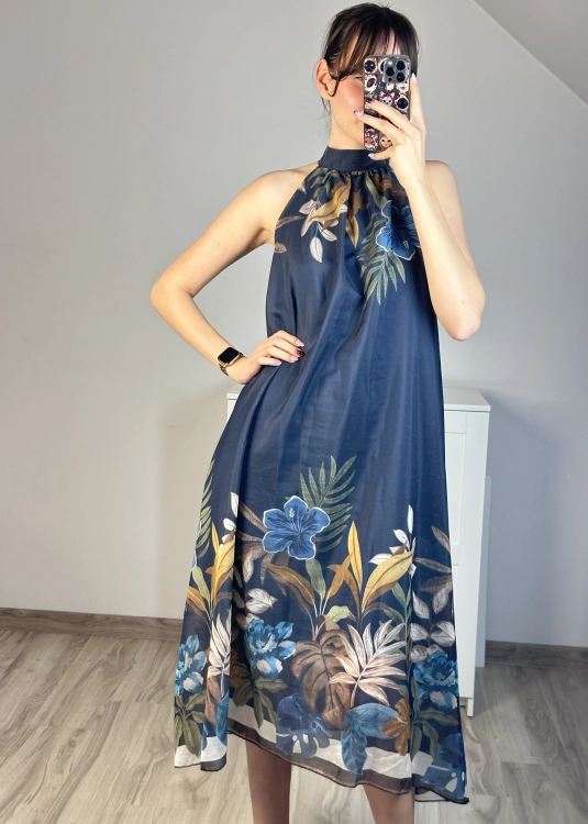 Elegancka sukienka z tencelu Sukienka midi w literę A
