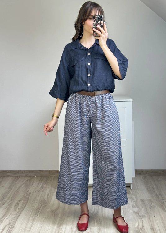 modne culotte z wysokim stanem i paskiem