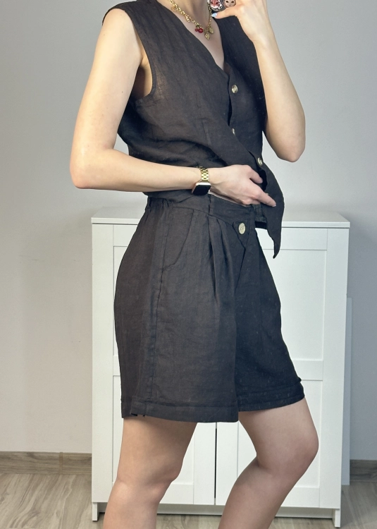 wygodne szorty z naturalnego lnu eleganckie lniane spodenki damskie