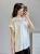 Lekki beżowy t-shirt na lato z lnu i bawełny Beżowa bluzka oversize z koronką przy ramionach
