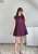 Bawełniana sukienka trapezowa bordo damska o kroju litery A