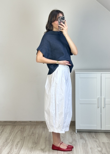 Szerokie bawełniane culotte białe Damskie białe spodnie culotte na lato