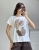 Bawełniany t-shirt biały z printem roślinnym