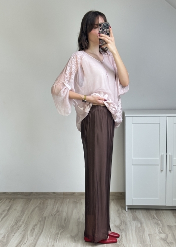 Zwiewne spodnie damskie z podszewką Eleganckie spodnie jedwabne z szeroką nogawką