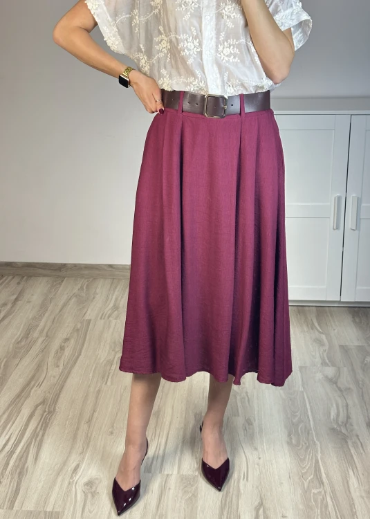 Elegancka spódnica wiskozowa w kolorze bordowym