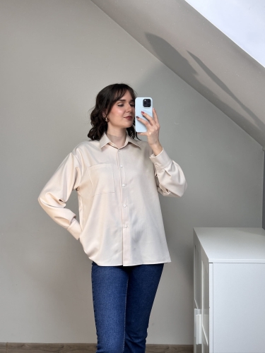 Koszula oversize ecru elegancka polska marka krawiecka