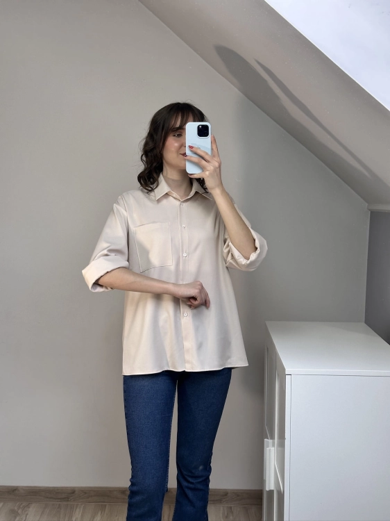 Koszula oversize ecru elegancka polska marka odzieżowa