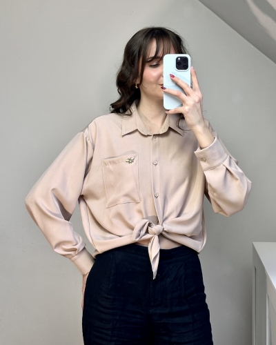 Beżowa koszula oversize polski producent SissyShop