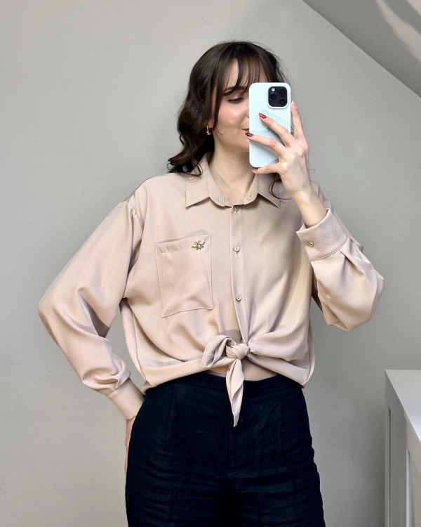 Beżowa koszula oversize polski producent SissyShop
