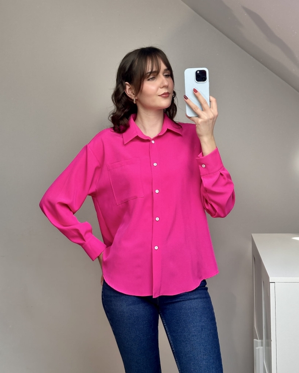 Koszula oversize fuksja intensywny róż polska marka SissyShop