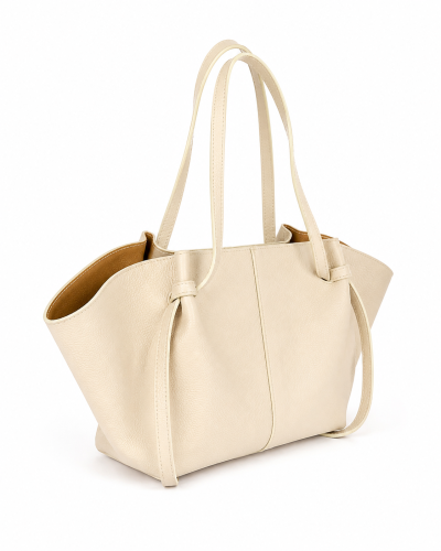 Duża torebka skórzana shopper tote – beżowa