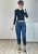 Jeansy mom fit niebieskie z paskiem