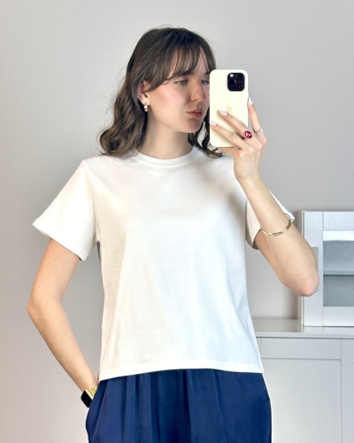koszulka damska biała basic t shirt damski uniwersalny outfit codzienny elegancki