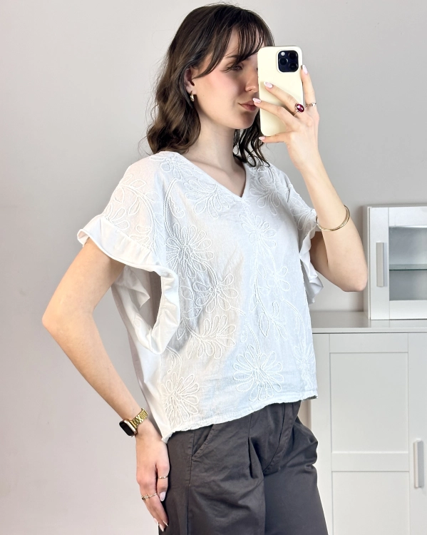 bluzka damska biała luźna elegancka casual styl romantyczny outfit