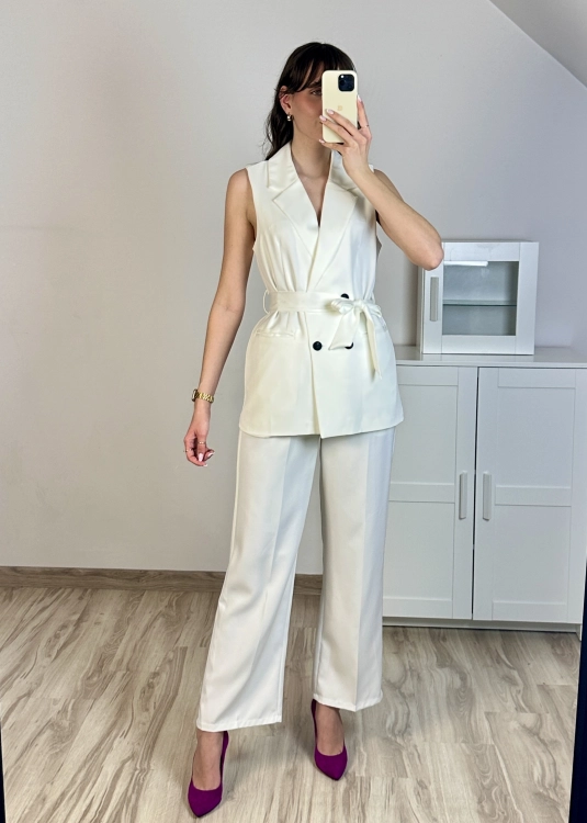 modne spodnie damskie białe eleganckie prosta nogawka stylizacje kobiece